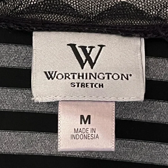 Worthington Black & Gray Fitted Ruffled Blouse – Medium - Picture 6 of 12